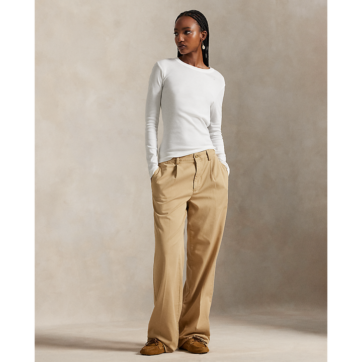 PRL Pleated Cotton-Blend Relaxed Pant/Hlače 211A96676001