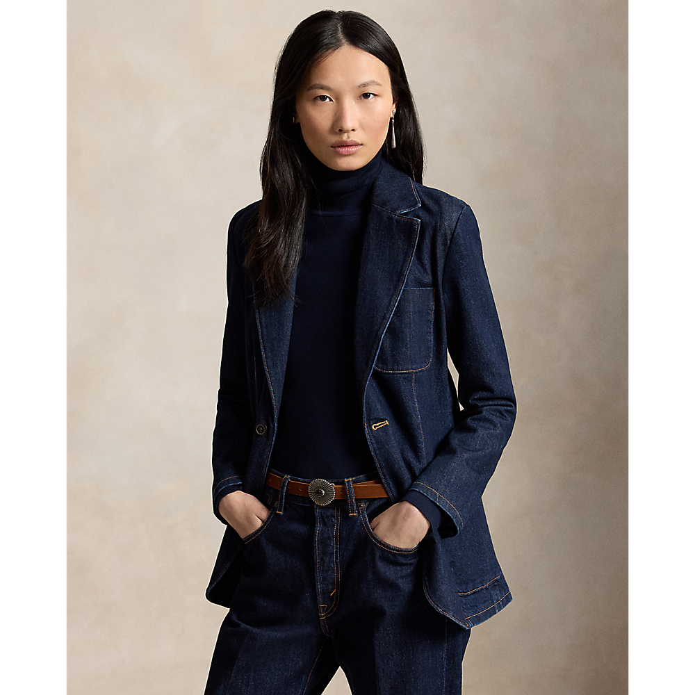 PRL Single-Breasted Denim Blazer/Sako 211B17240001