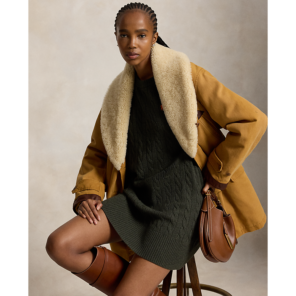 PRL Cable-Knit Wool-Cashmere Dress/ Haljina 211B17446002