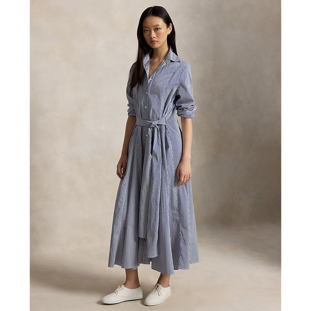 PRL Striped Cotton Tie-Waist Shirtdress/ Haljina 211B17476002