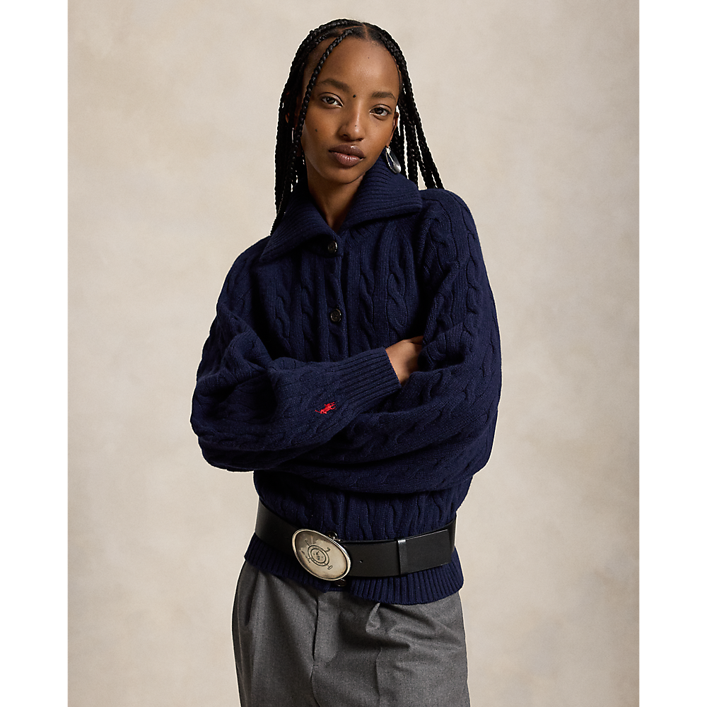 PRL Cable-Knit Wool-Cashmere Jacket/Pulover 211B17757001