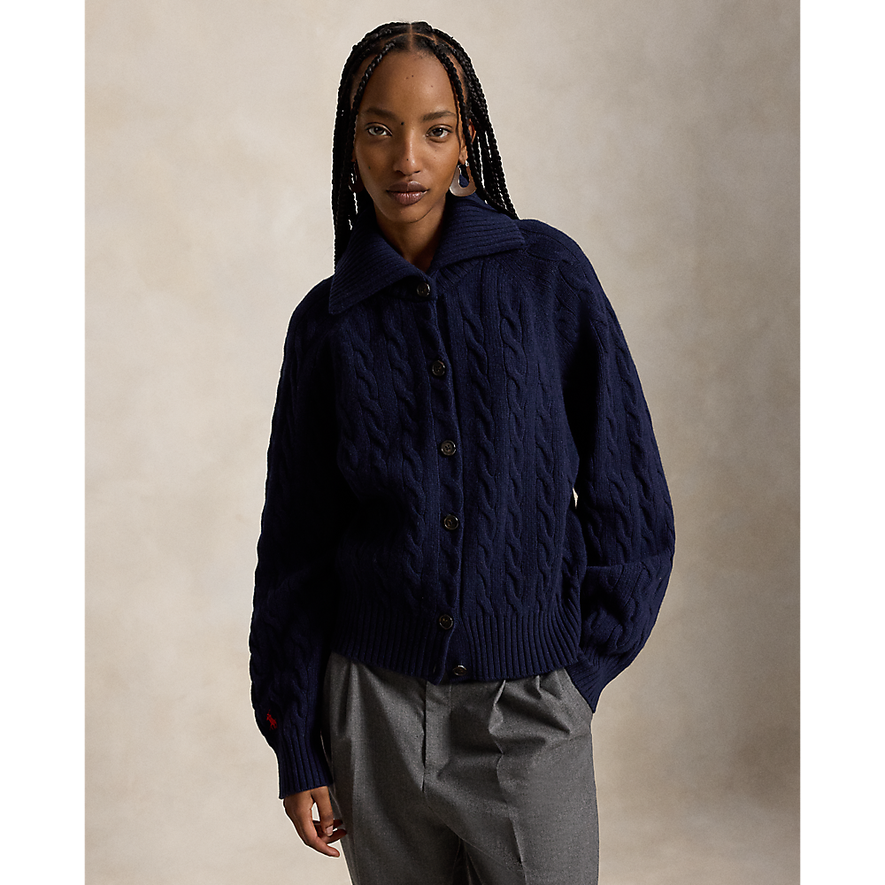 PRL Cable-Knit Wool-Cashmere Jacket/Pulover 211B17757001