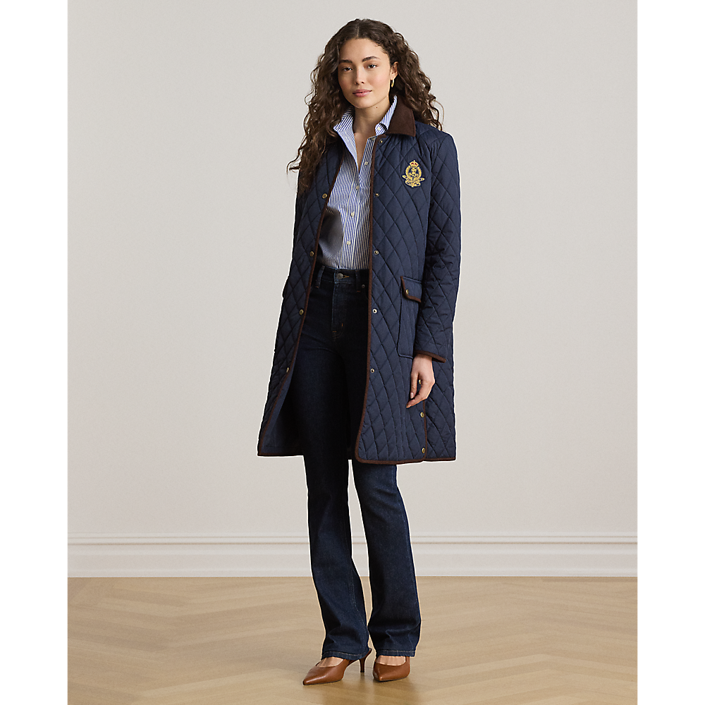 LRL Crest-Patch Corduroy-Trim Quilted Jacket/Jakna 297P18059004
