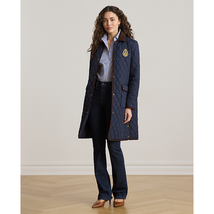 LRL Crest-Patch Corduroy-Trim Quilted Jacket/Jakna 297P18059004