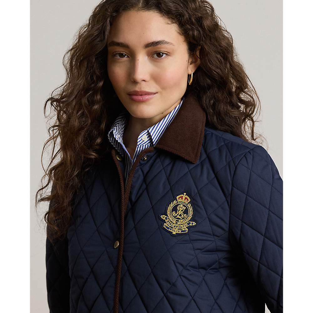 LRL Crest-Patch Corduroy-Trim Quilted Jacket/Jakna 297P18059004