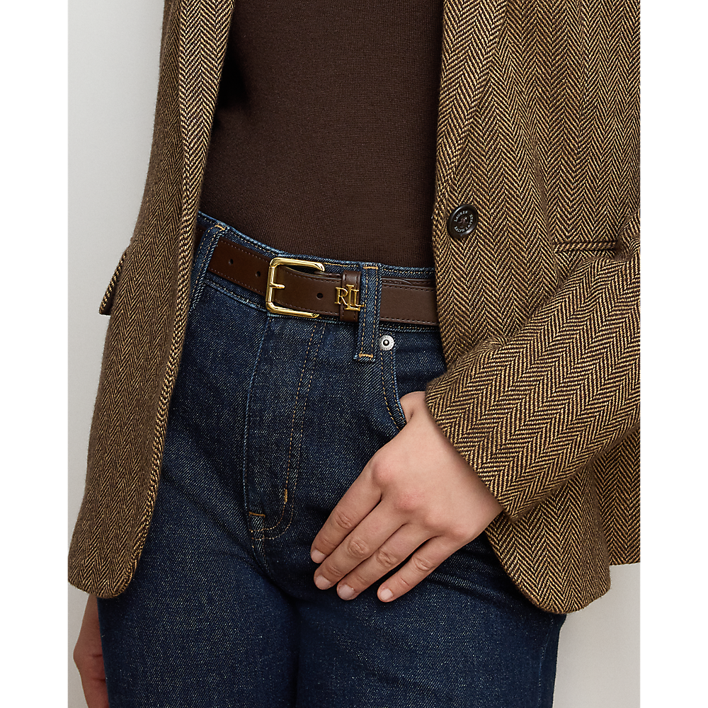 LRL Logo-Keeper Leather Skinny Belt/Remen 412968763013