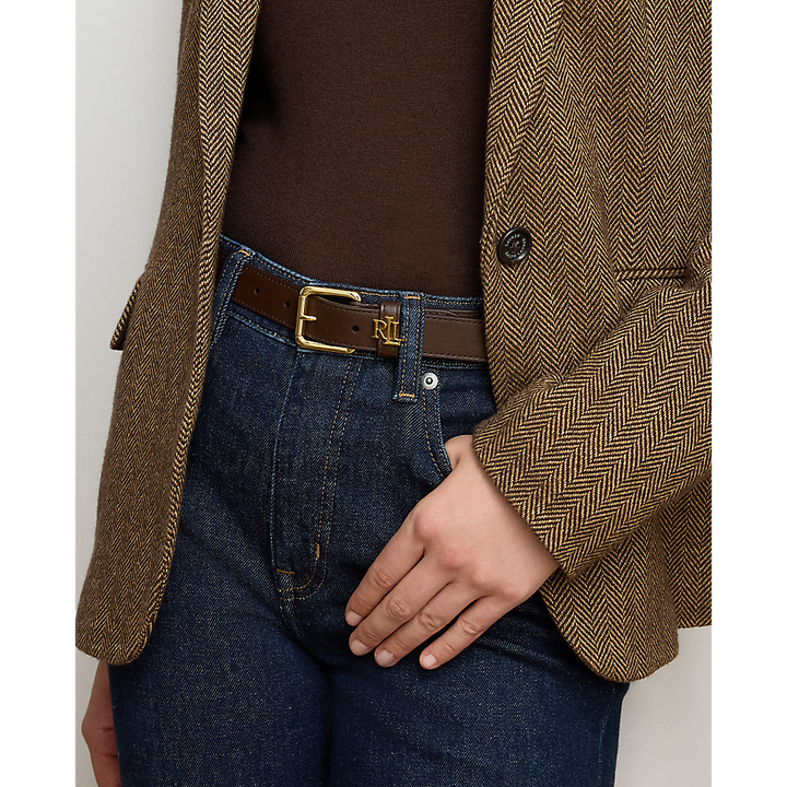 LRL Logo-Keeper Leather Skinny Belt/Remen 412968763013