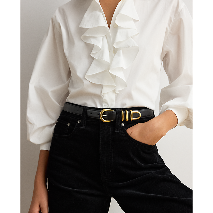 LRL Metal-Keeper Leather Skinny Belt/Remen 412P15696001