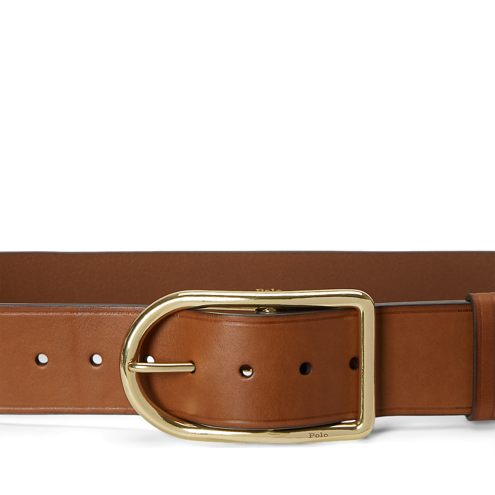 PRL Curved-Buckle Leather Belt/Remen 429P05791001
