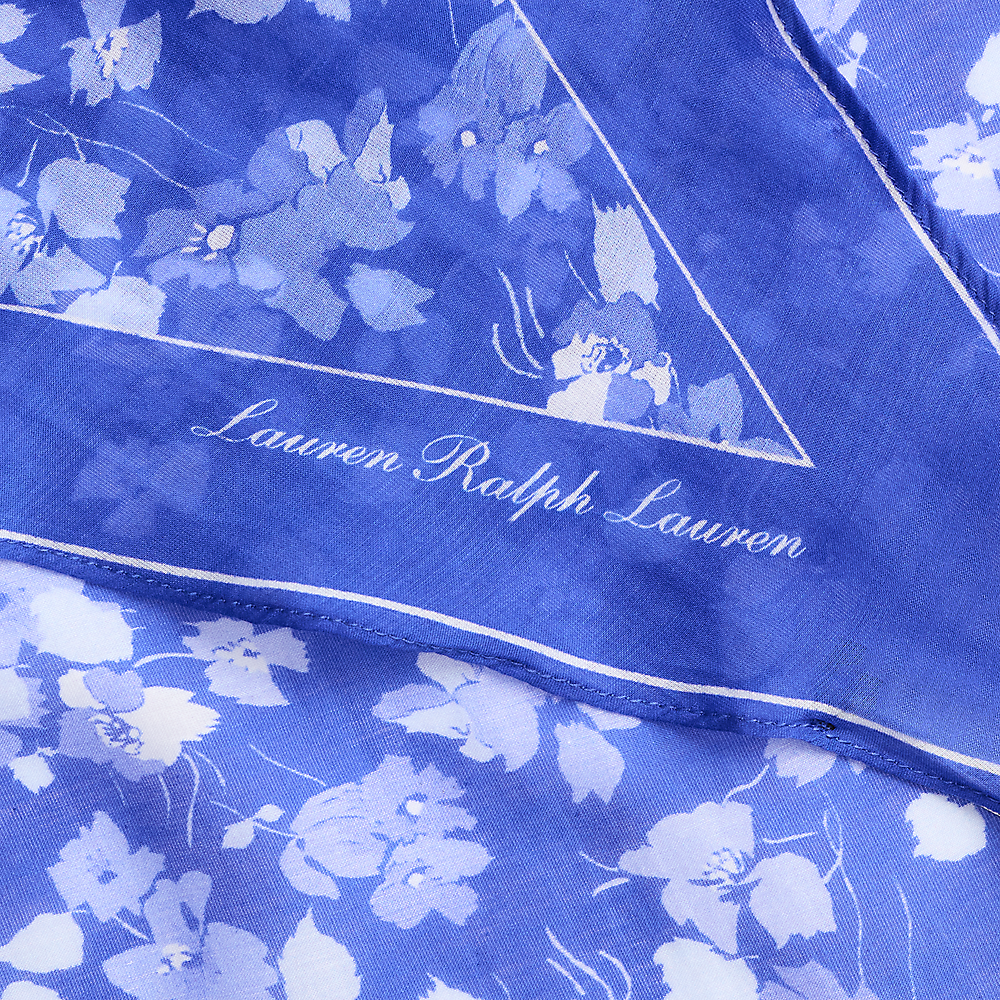 LRL Floral Cotton-Silk Diamond Scarf/Šal