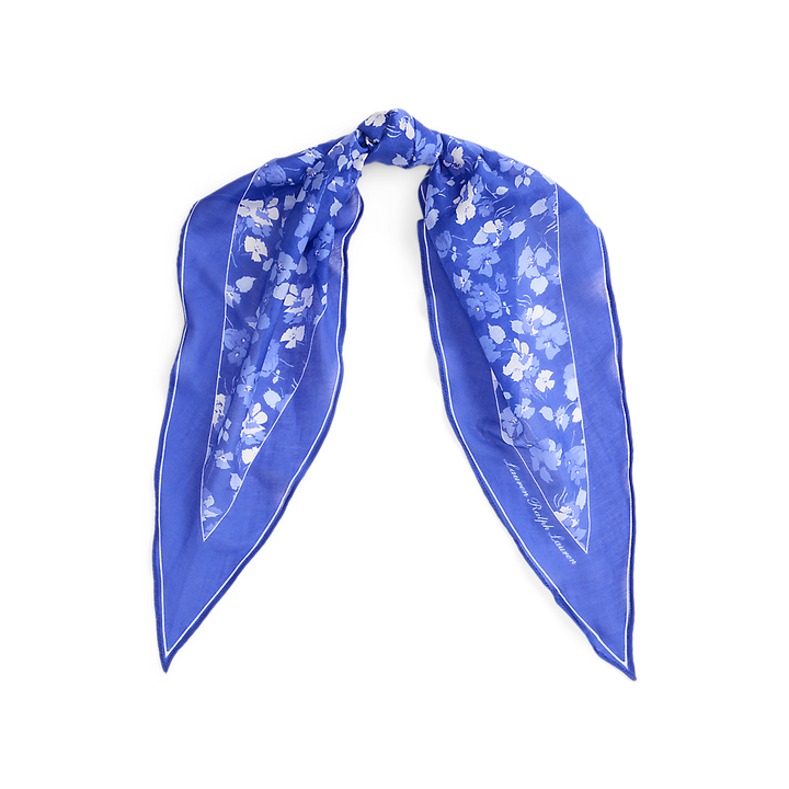 LRL Floral Cotton-Silk Diamond Scarf/Šal
