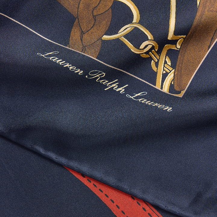 LRL Belting-Print Silk Square Scarf/Šal 454P09781001