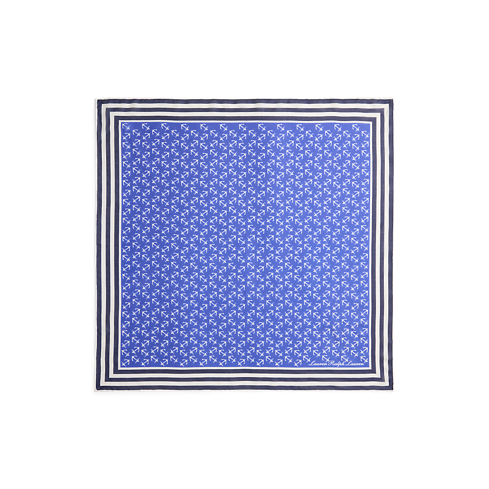 LRL Anchor-Print Striped Square Scarf/Šal 454P09788003