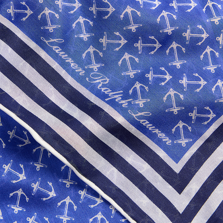 LRL Anchor-Print Striped Square Scarf/Šal 454P09788003