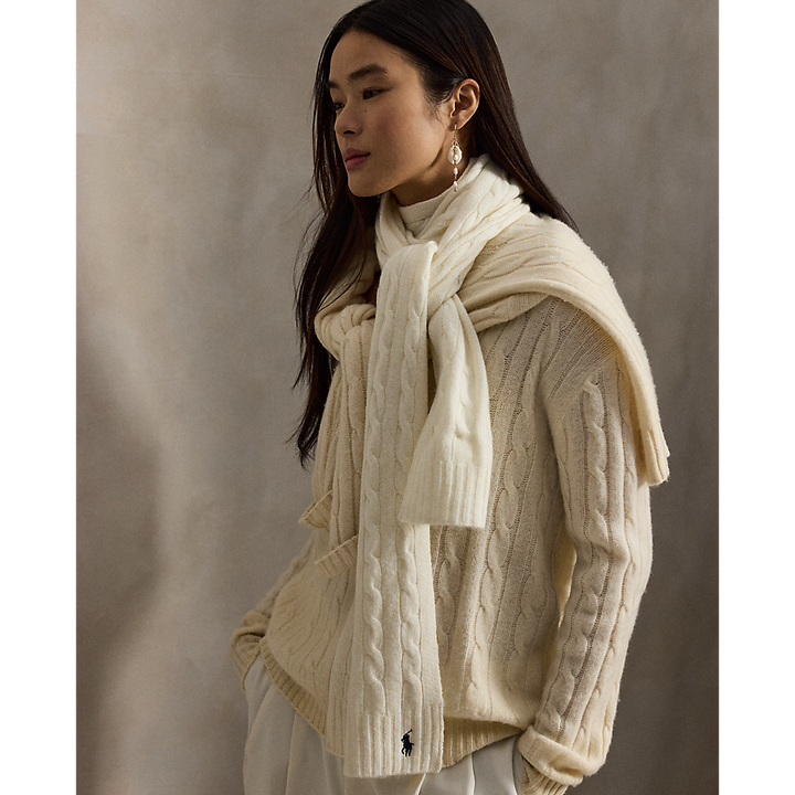 PRL Cable-Knit Wool-Cashmere Scarf /Šal 455956296002