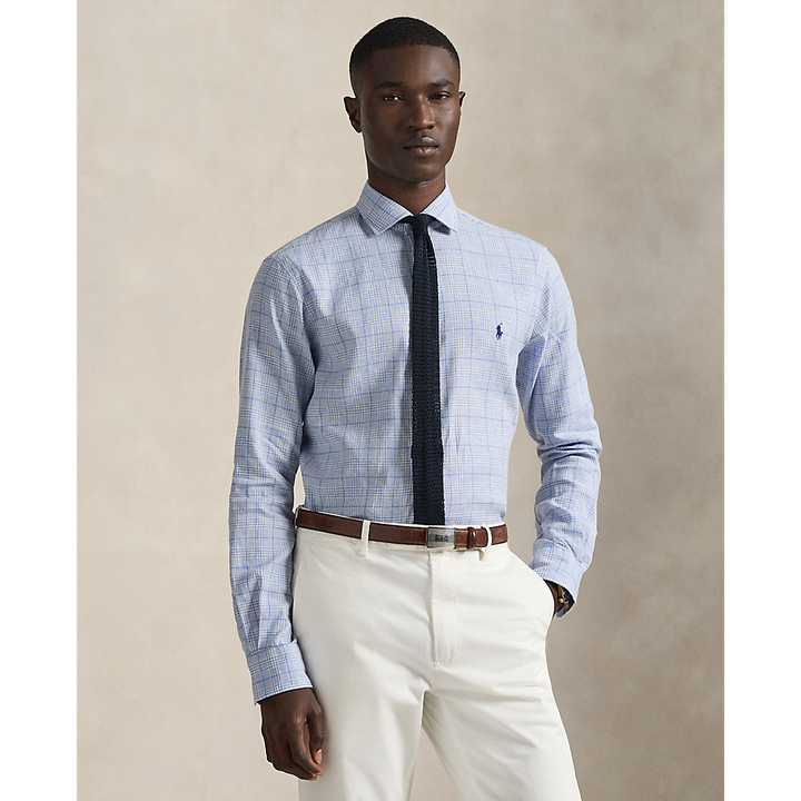 PRL Custom Fit Checked Linen-Blend Shirt/Košulja 710B16695001