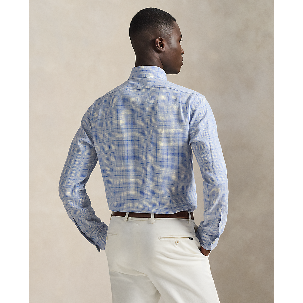 PRL Custom Fit Checked Linen-Blend Shirt/Košulja 710B16695001