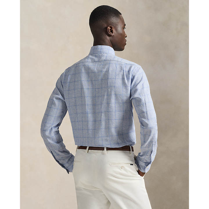 PRL Custom Fit Checked Linen-Blend Shirt/Košulja 710B16695001
