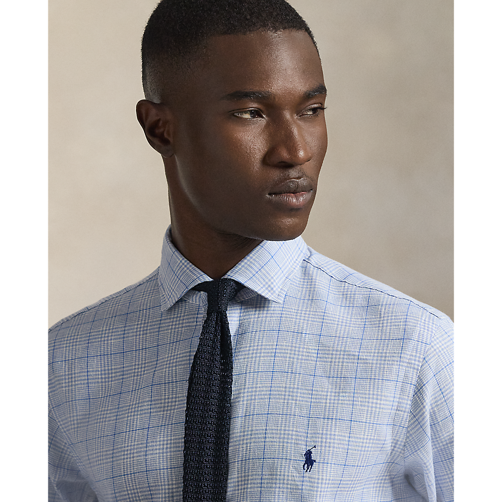 PRL Custom Fit Checked Linen-Blend Shirt/Košulja 710B16695001