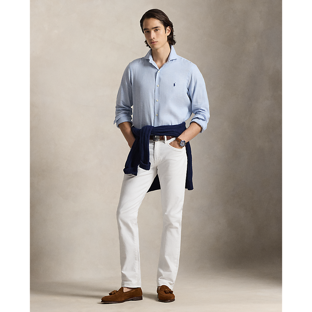 PRL Custom Fit Herringbone Linen-Blend Shirt/Košulja 710B16696001