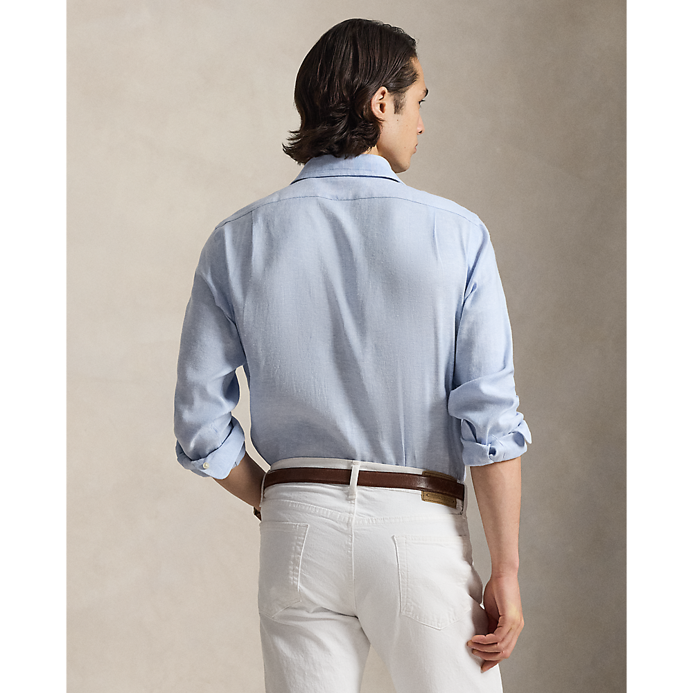 PRL Custom Fit Herringbone Linen-Blend Shirt/Košulja 710B16696001