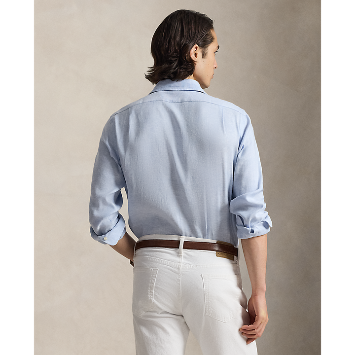 PRL Custom Fit Herringbone Linen-Blend Shirt/Košulja 710B16696001