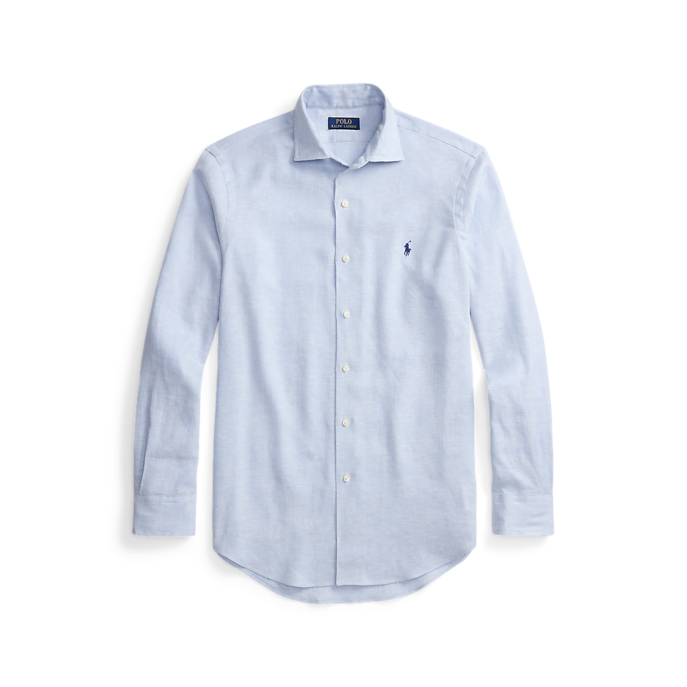 PRL Custom Fit Herringbone Linen-Blend Shirt/Košulja 710B16696001