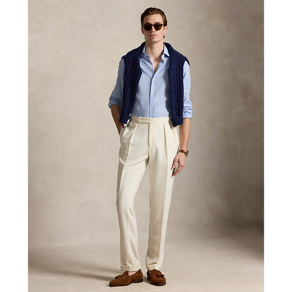 PRL Custom Fit Houndstooth Linen-Blend Shirt /Košulja 710B16698001
