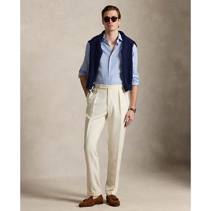 PRL Custom Fit Houndstooth Linen-Blend Shirt /Košulja 710B16698001
