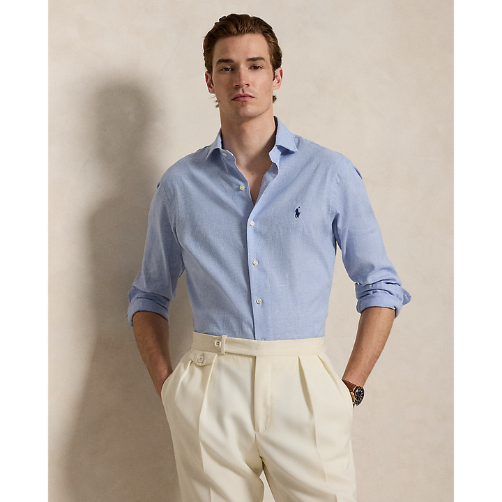 PRL Custom Fit Houndstooth Linen-Blend Shirt /Košulja 710B16698001