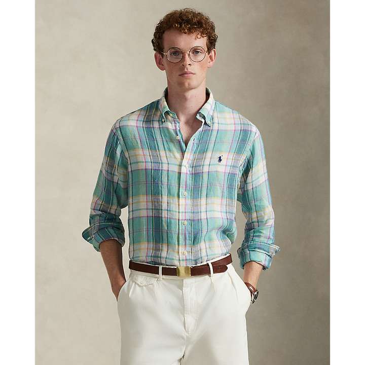 PRL Custom Fit Plaid Linen Shirt/Košulja 710B16705001
