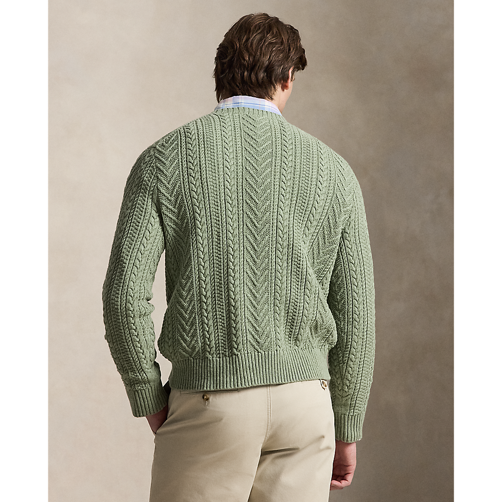 PRL Aran-Knit Cotton-Linen Sweater/Pulover 710B17977001