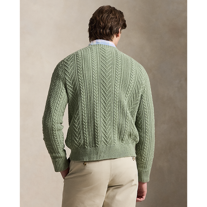 PRL Aran-Knit Cotton-Linen Sweater/Pulover 710B17977001