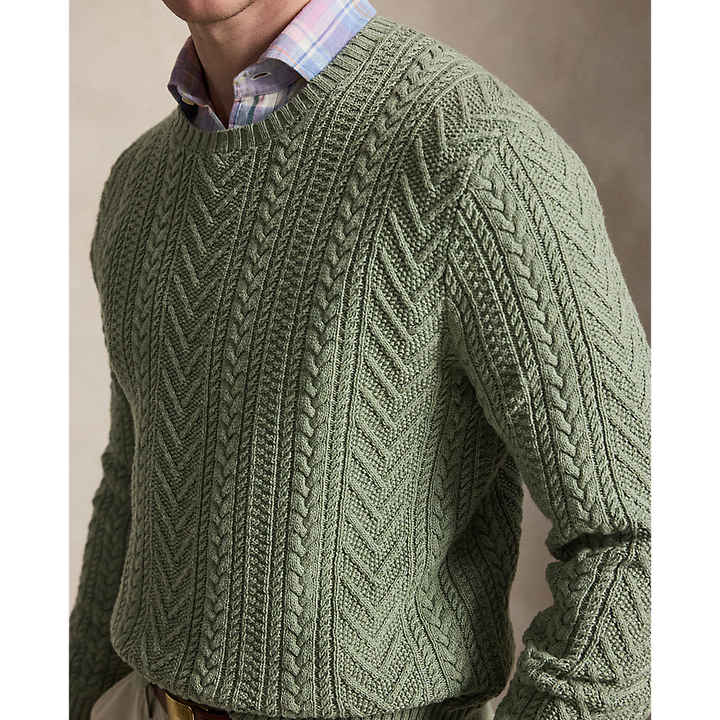 PRL Aran-Knit Cotton-Linen Sweater/Pulover 710B17977001