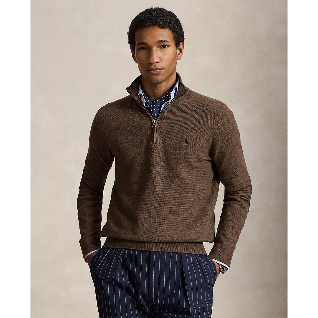 PRL Mesh-Knit Cotton Quarter-Zip Sweater/Pulover 710B18060002