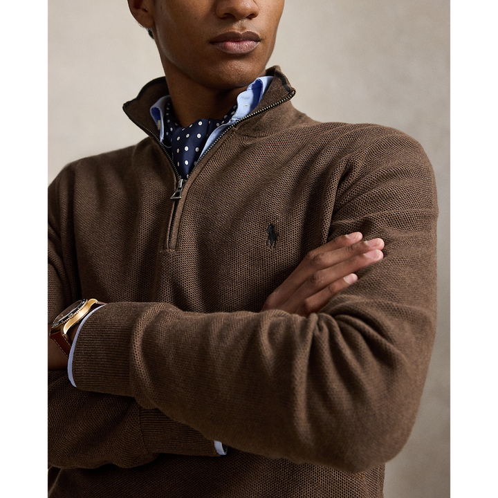 PRL Mesh-Knit Cotton Quarter-Zip Sweater/Pulover 710B18060002