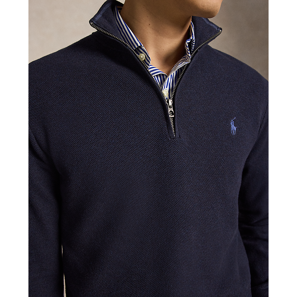 PRL Mesh-Knit Cotton Quarter-Zip Sweater/Pulover 710B18060004