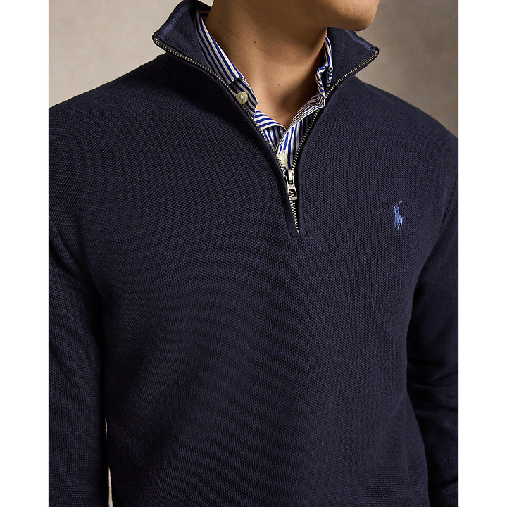 PRL Mesh-Knit Cotton Quarter-Zip Sweater/Pulover 710B18060004