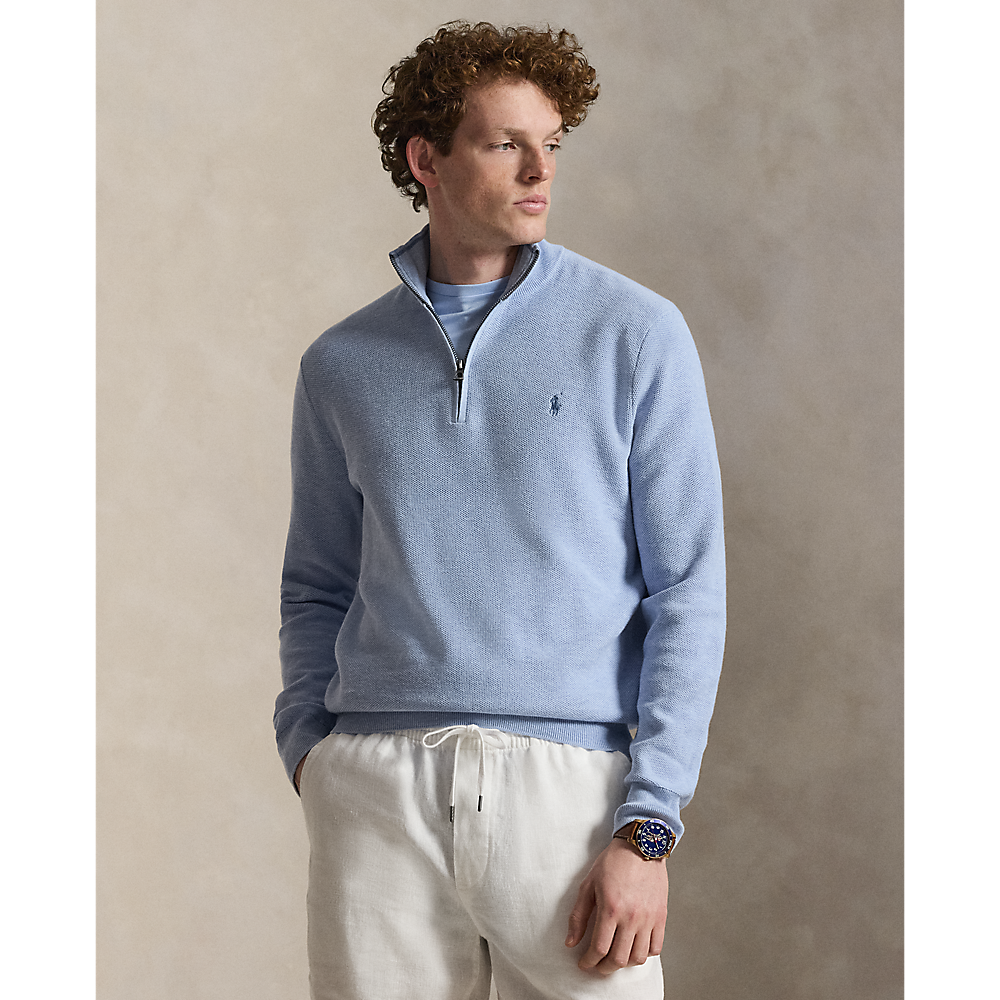 PRL Mesh-Knit Cotton Quarter-Zip Sweater/Pulover 710B18060005