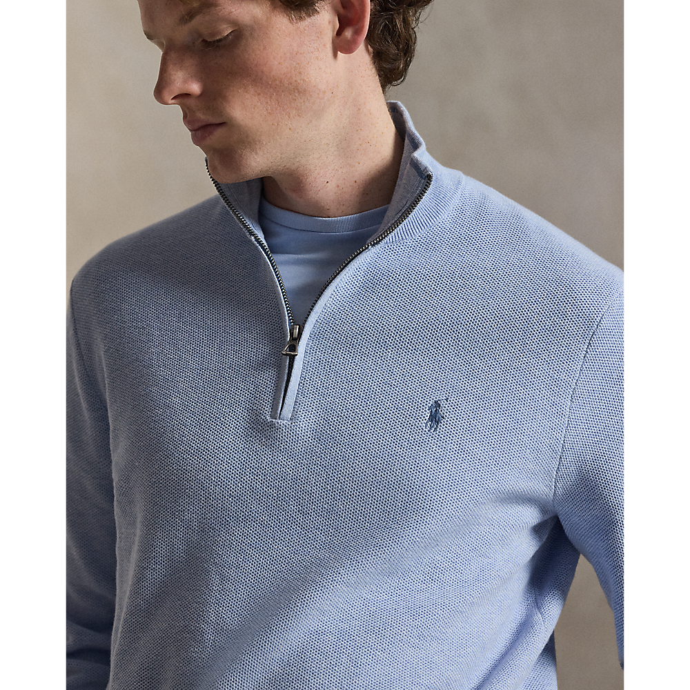 PRL Mesh-Knit Cotton Quarter-Zip Sweater/Pulover 710B18060005
