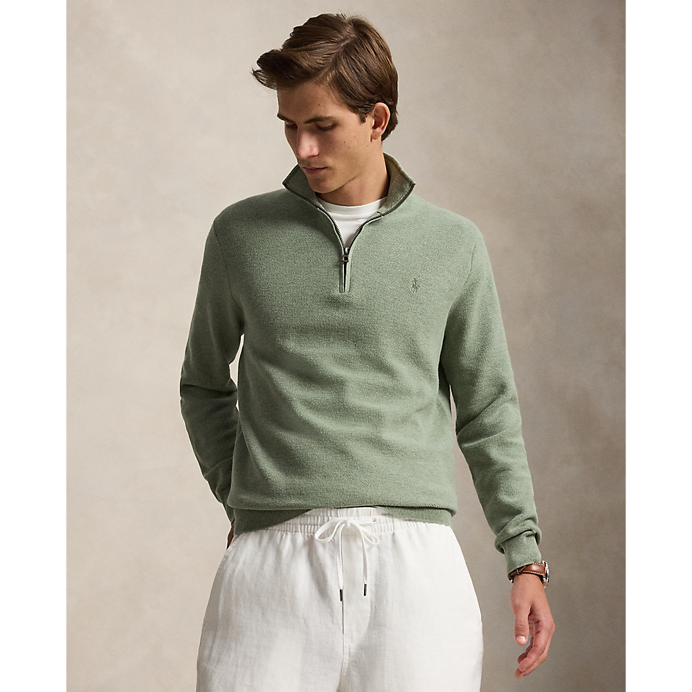PRL Mesh-Knit Cotton Quarter-Zip Sweater/Pulover 710B18060006