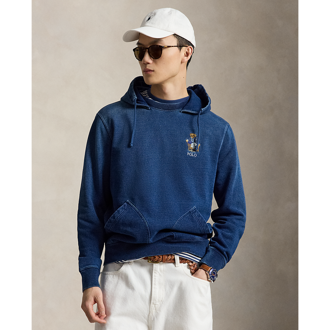 PRL Polo Bear Indigo Terry Hoodie/Duks 710B18563001