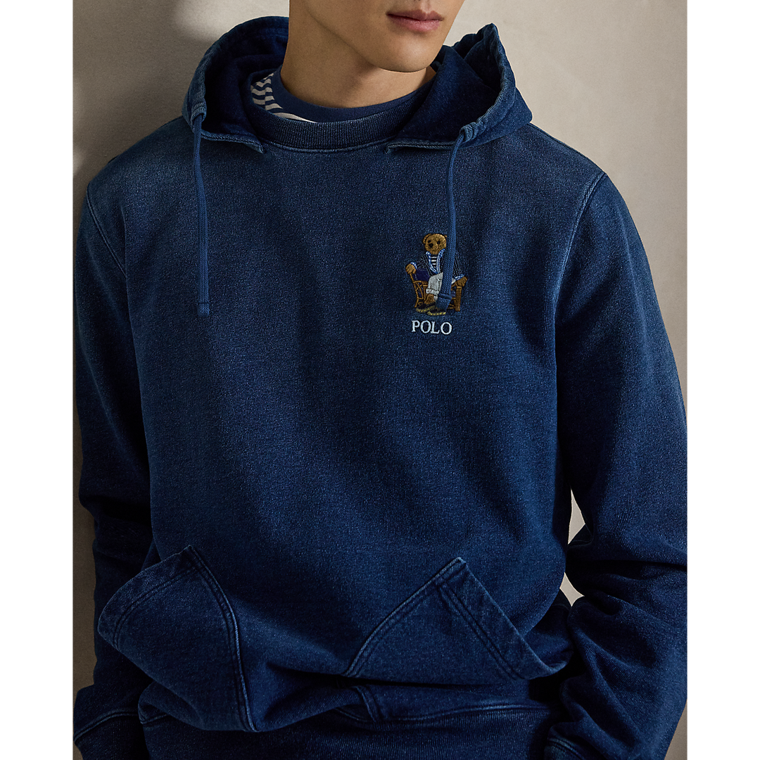 PRL Polo Bear Indigo Terry Hoodie/Duks 710B18563001