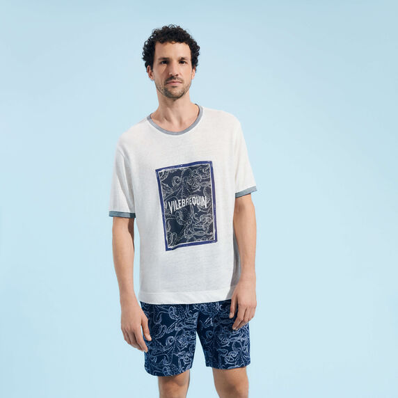 Vilebrequin Pouples Bicolore Placed Linen Jersey Ts/Majica ALSU3O31