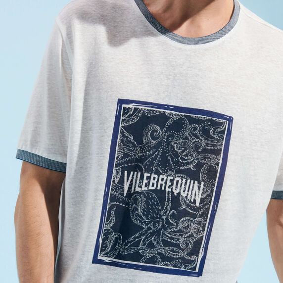 Vilebrequin Pouples Bicolore Placed Linen Jersey Ts/Majica ALSU3O31