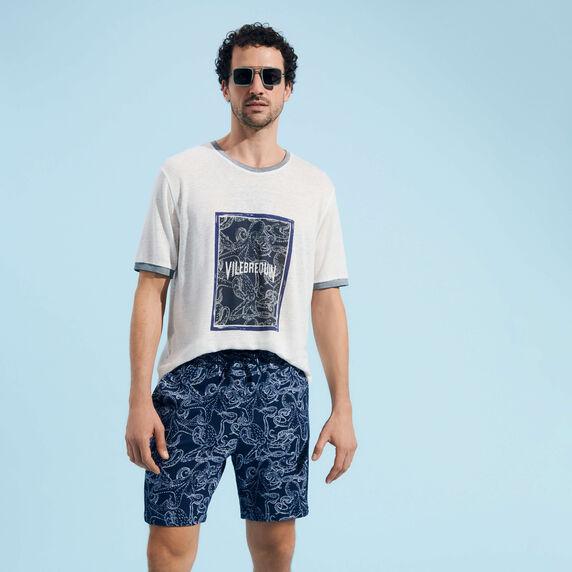 Vilebrequin Pouples Bicolore Placed Linen Jersey Ts/Majica ALSU3O31