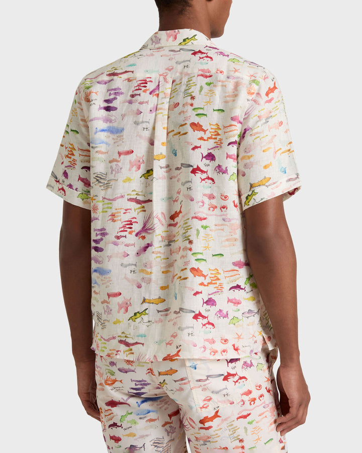 Vilebrequin Linen Bowling Shirt Pescador - Vilebrequin x Fabrice Hyber/Košulja HAREU228
