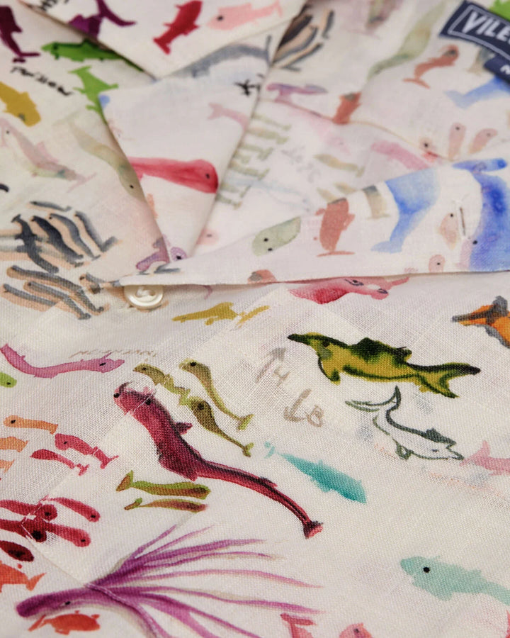 Vilebrequin Linen Bowling Shirt Pescador - Vilebrequin x Fabrice Hyber/Košulja HAREU228