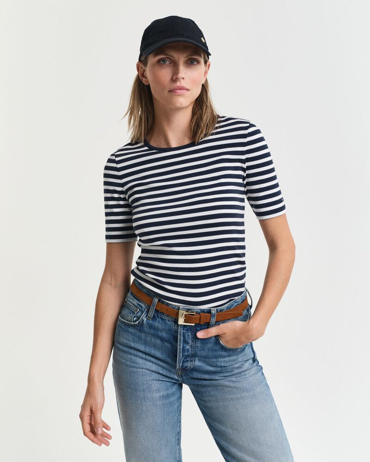 GANT Slim Striped 1X1 Ribbed Ss T-Shirt/Majica 4203493