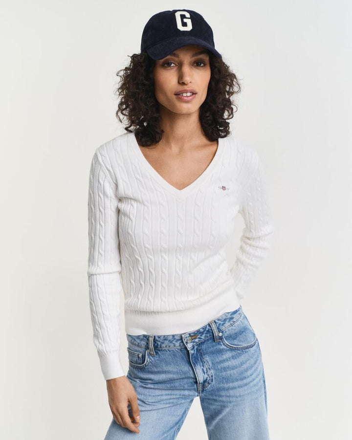 GANT Stretch Cotton Cable V-Neck/Pulover 4800101